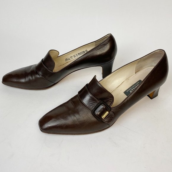 Bally Shoes - Vintage 80s BALLY LOGO Hardware Loafer Heels! 8.5 to 9